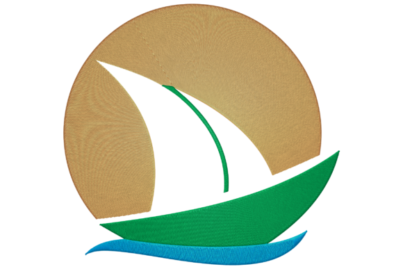 Boat at Sunset Embroidery Design