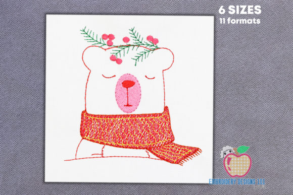 Cartoon Bear Wearing Scarf Sketch