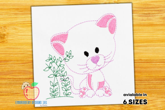 Cute Cartoon Cat with Branch
