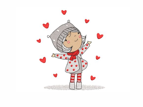 Cute Girl with Hearts