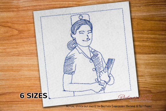 Happy Nurse Redwork Design