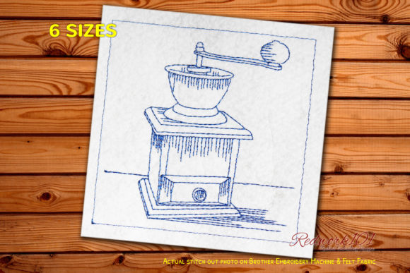 Old Fashion Coffee Grinder Redwork