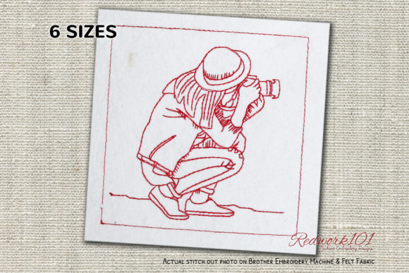 Photographer Girl Redwork Design