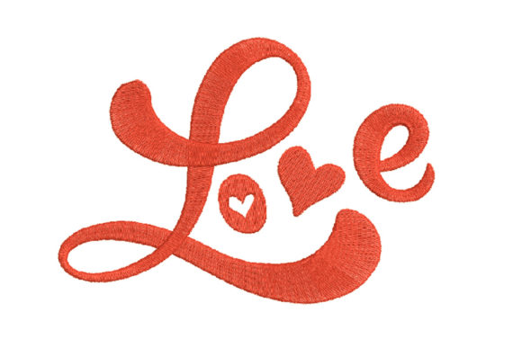 Red Calligraphy Word Love with Heart