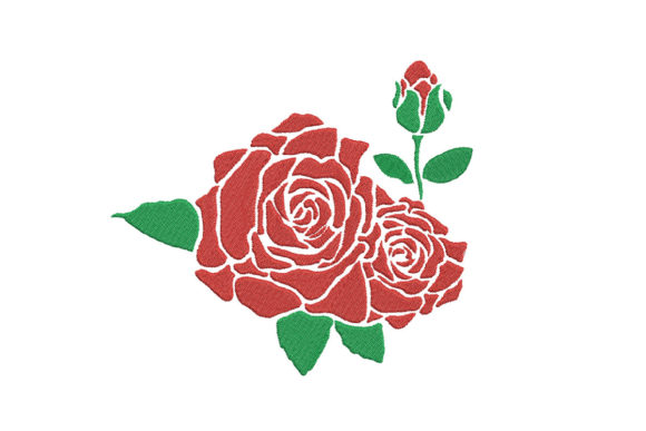 Red Rose Flower Embroidery Design