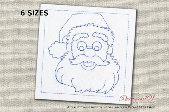 Santa Face Redwork Design