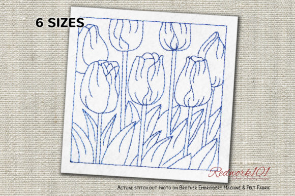 Tulip Flowers Lineart: A Seasonal Embroidery Staple